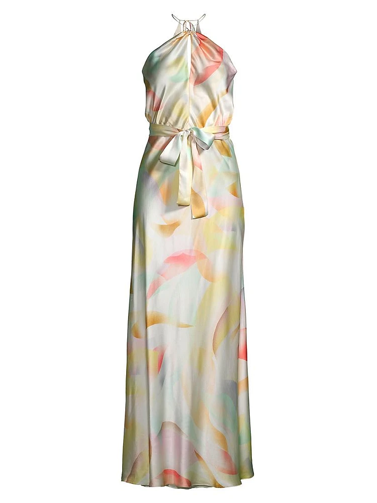 Sweet Whispers Silk Halterneck Maxi Dress