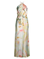 Sweet Whispers Silk Halterneck Maxi Dress