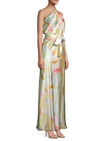 Sweet Whispers Silk Halterneck Maxi Dress