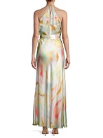 Sweet Whispers Silk Halterneck Maxi Dress