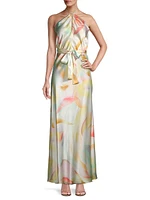 Sweet Whispers Silk Halterneck Maxi Dress