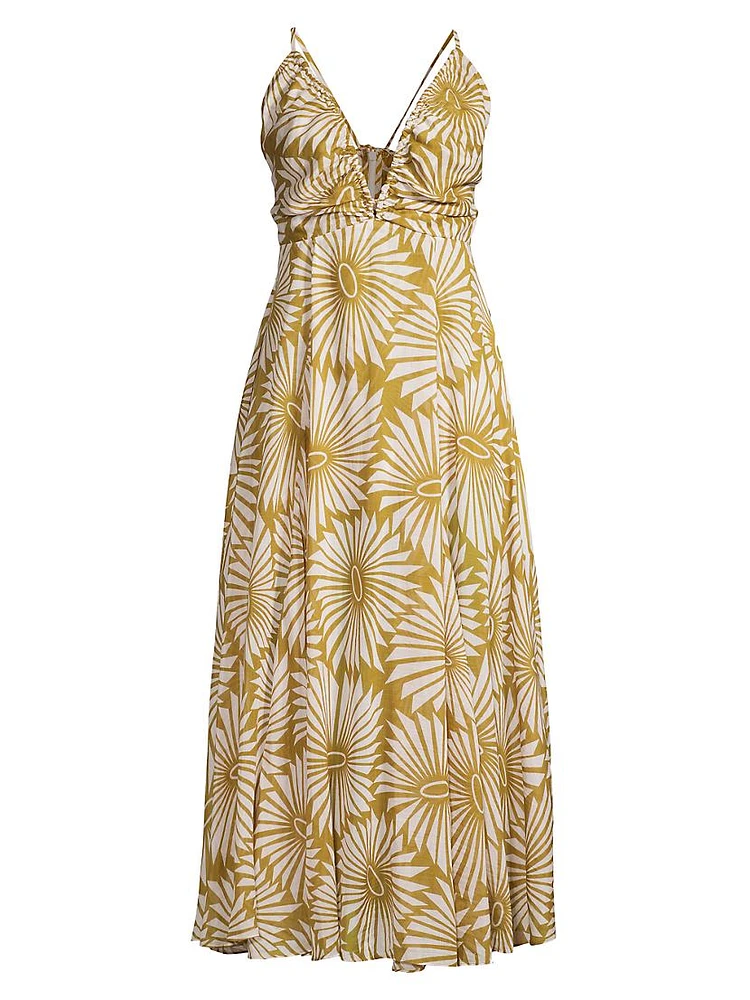 Pinwheel Cotton-Silk Blend Midi-Dress