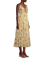 Pinwheel Cotton-Silk Blend Midi-Dress