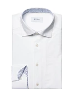 Slim-Fit Solid Geometric Four-Way Stretch Shirt