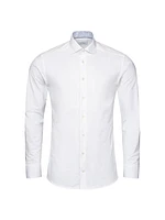 Slim-Fit Solid Geometric Four-Way Stretch Shirt