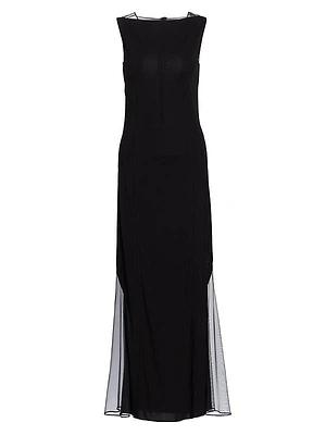 Mesh-Paneled Maxi Dress