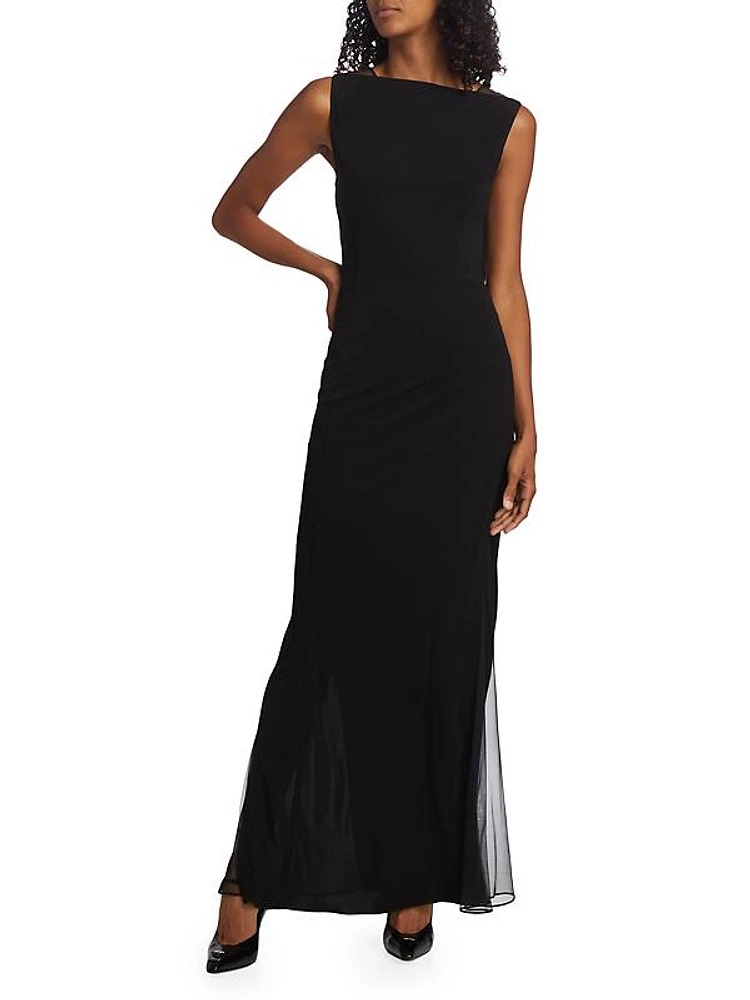 Mesh-Paneled Maxi Dress