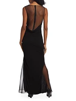 Mesh-Paneled Maxi Dress