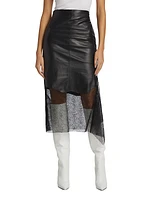 Leather Lace Midi-Skirt