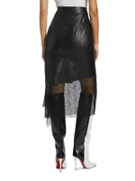 Leather Lace Midi-Skirt