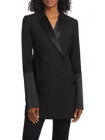 Wool-Blend Longline Tuxedo Jacket