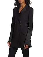 Wool-Blend Longline Tuxedo Jacket