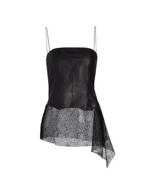 Leather Lace Draped Top