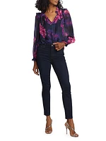 Sandy Floral Silk Tieneck Blouse