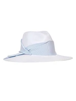 Gardenia Asymmetric Grosgrain-Trimmed Straw Fedora