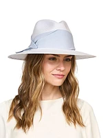 Gardenia Asymmetric Grosgrain-Trimmed Straw Fedora