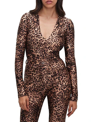 Leopard High-Shine Compression Bodysuit