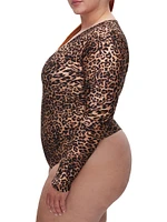 Leopard High-Shine Compression Bodysuit