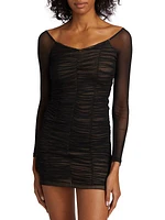 Ruched Mesh Off-the-Shoulder Minidress