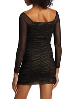 Ruched Mesh Off-the-Shoulder Minidress