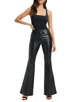 Good Legs Flared Faux Leather Pants