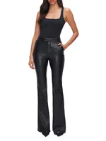 Boot-Cut Faux Leather Pants