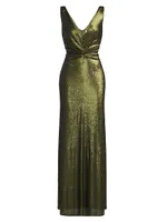 Cassandra Sequined & Barbell-Embellished Gown