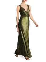 Cassandra Sequined & Barbell-Embellished Gown