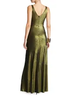 Cassandra Sequined & Barbell-Embellished Gown