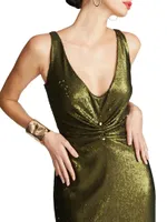Cassandra Sequined & Barbell-Embellished Gown