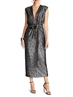 Ranae Sequin-Embellished V-Neck Midi-Dress