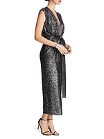 Ranae Sequin-Embellished V-Neck Midi-Dress