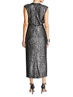 Ranae Sequin-Embellished V-Neck Midi-Dress