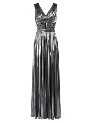 Titania Metallic V-Neck Sleeveless Gown