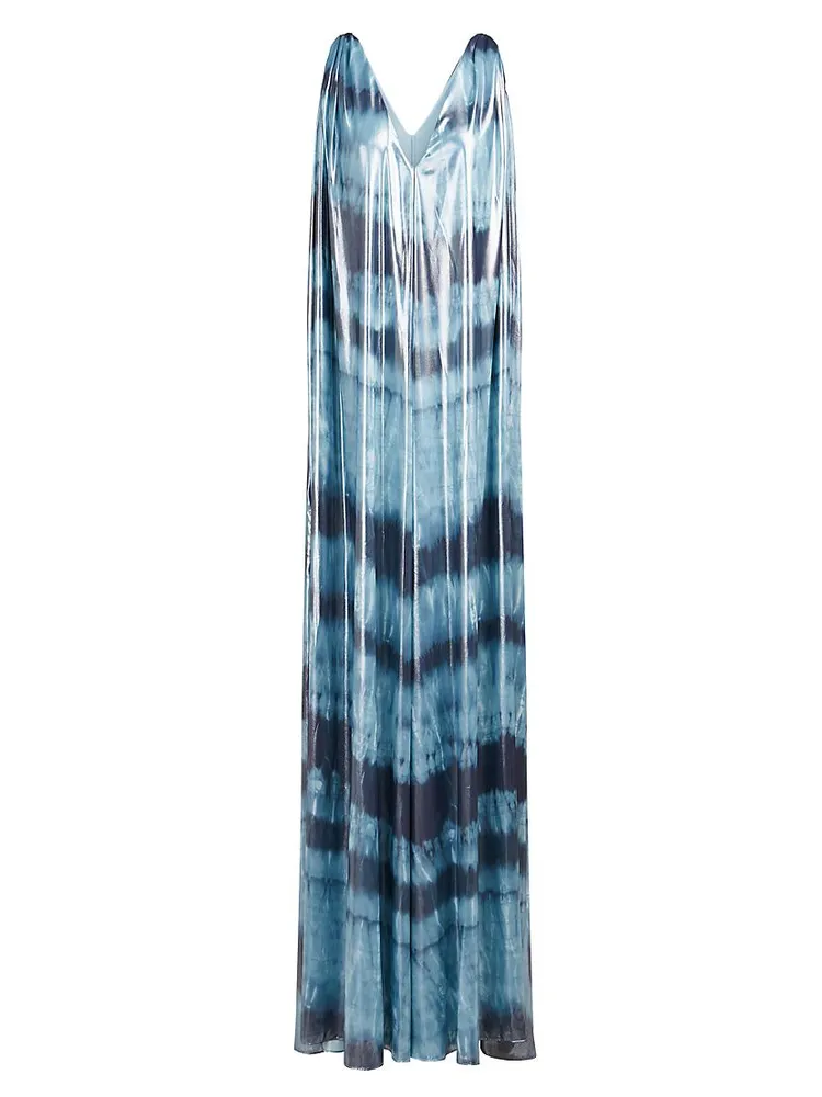 Umu Iridescent Tie-Dye Chiffon Gown