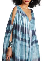 Umu Iridescent Tie-Dye Chiffon Gown