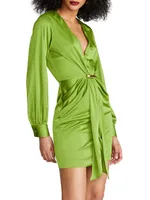 Tully Brooch-Embellished Satin Minidress