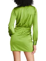 Tully Brooch-Embellished Satin Minidress