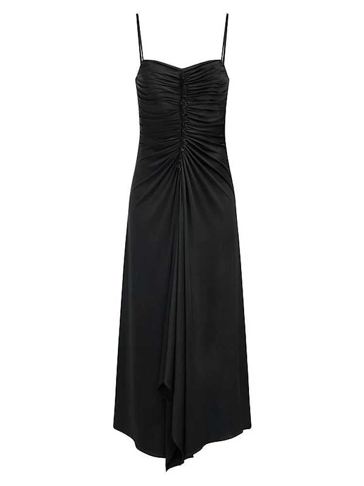 Nadine Ruched Sheer-Jersey Midi-Dress