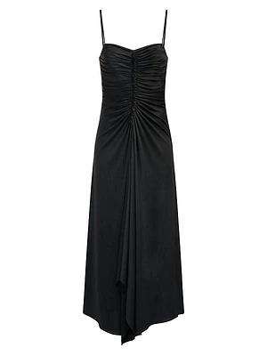 Nadine Ruched Sheer-Jersey Midi-Dress