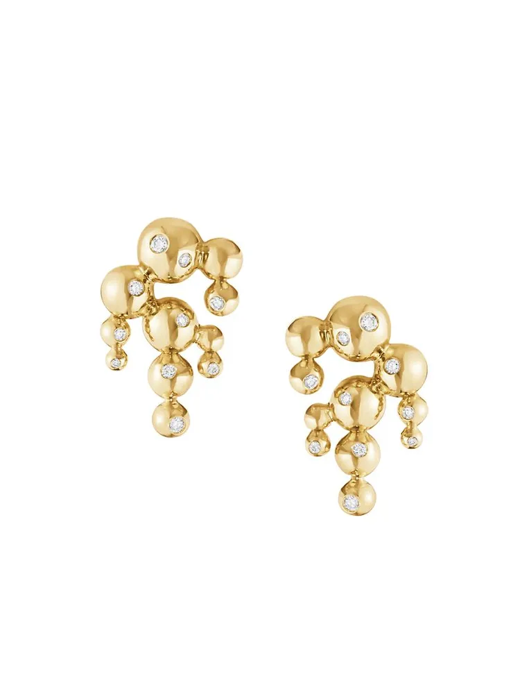 Moonlight Grapes 18K Yellow Gold & 0.12 TCW Diamond Beaded Chandelier Earrings