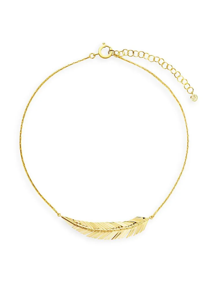 Feather 18K Yellow Gold Medium Pendant Necklace