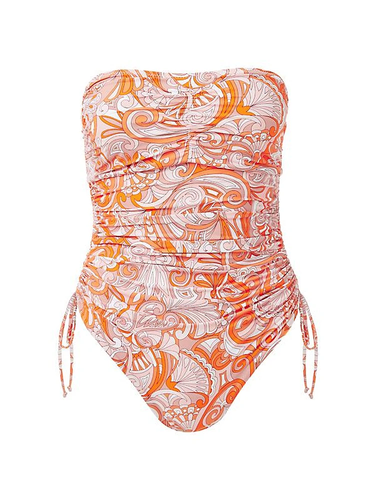 Sydney Paisley Strapless One-Piece Swimsuit