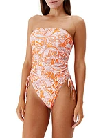 Sydney Paisley Strapless One-Piece Swimsuit