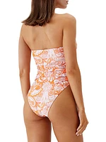 Sydney Paisley Strapless One-Piece Swimsuit