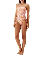 Sydney Paisley Strapless One-Piece Swimsuit