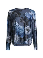 Grey Peony Long-Sleeve Top