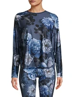 Grey Peony Long-Sleeve Top