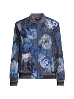 Grey Peony Bomber Jacket