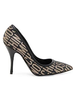 Metallic Logo Jacquard Stilleto Pumps